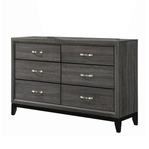 Benzara BM208157 Transitional Wooden Dresser with 6 Spacious Drawers, Gray & Black