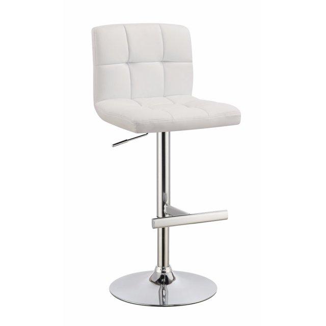 Benzara BM69367 Square Pattern Adjustable Height Swivel Bar Stool, Chrome - Set of 2