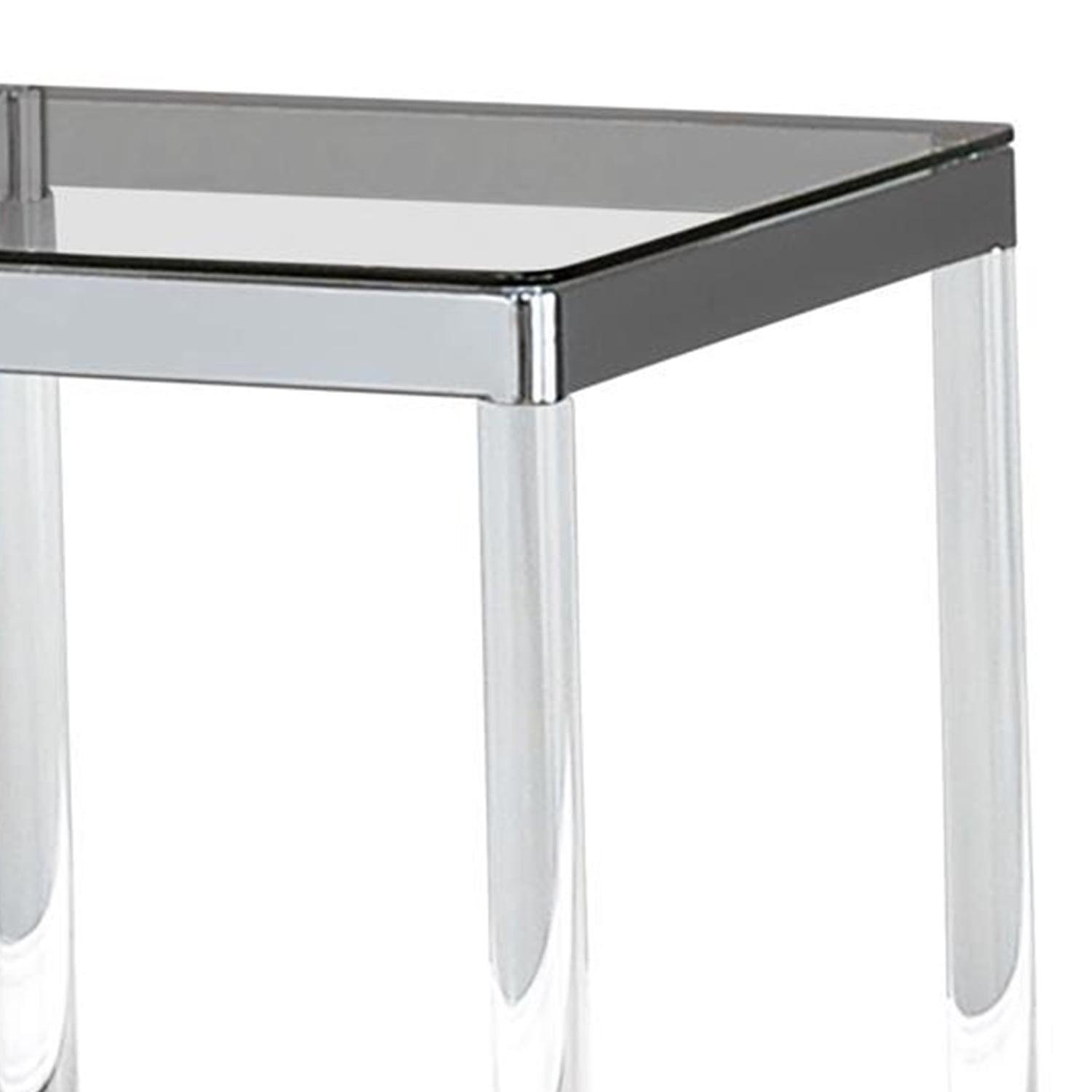 Sleek 24" Square Acrylic & Glass Coffee Table with Storage