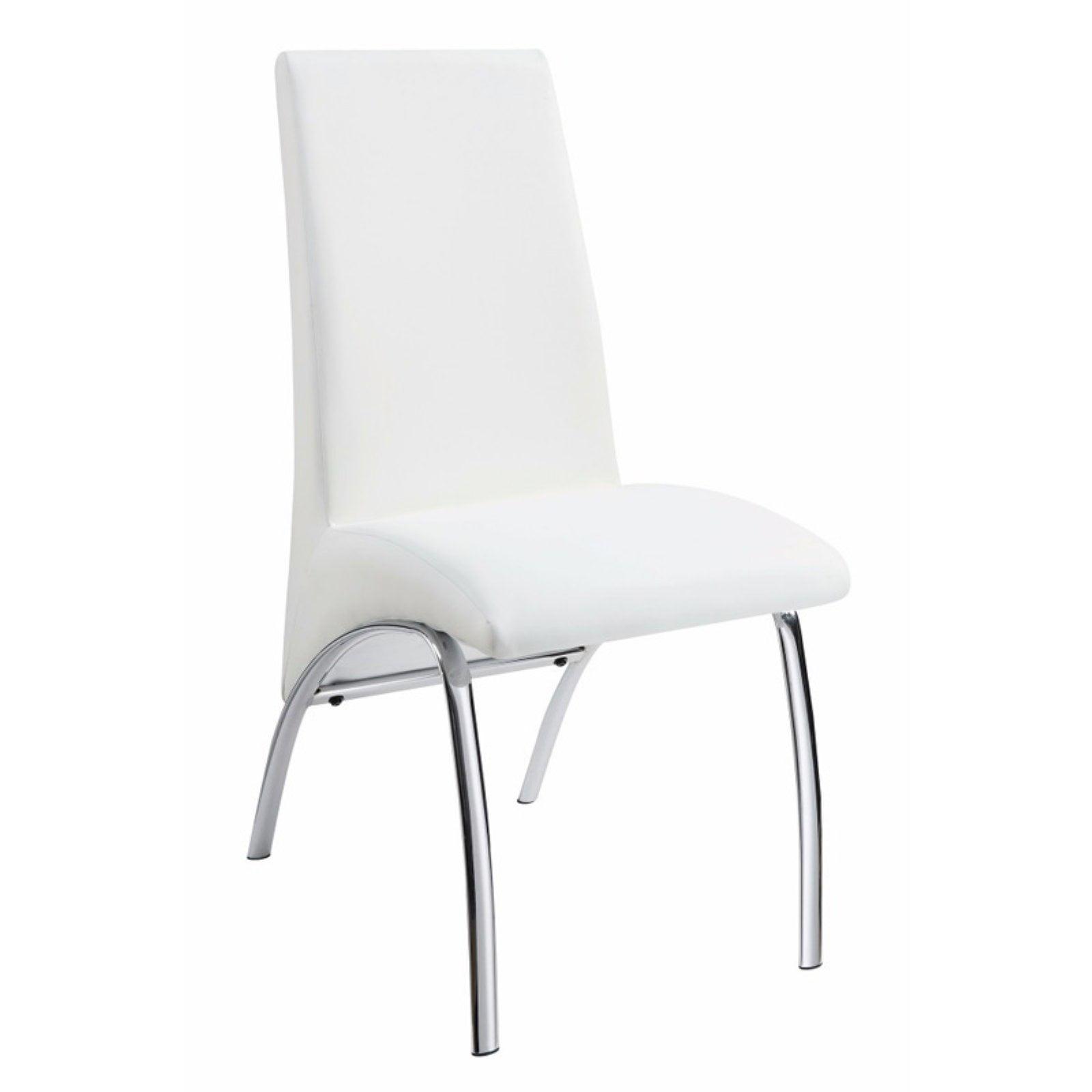 Sleek White Faux Leather & Metal Contemporary Side Chair