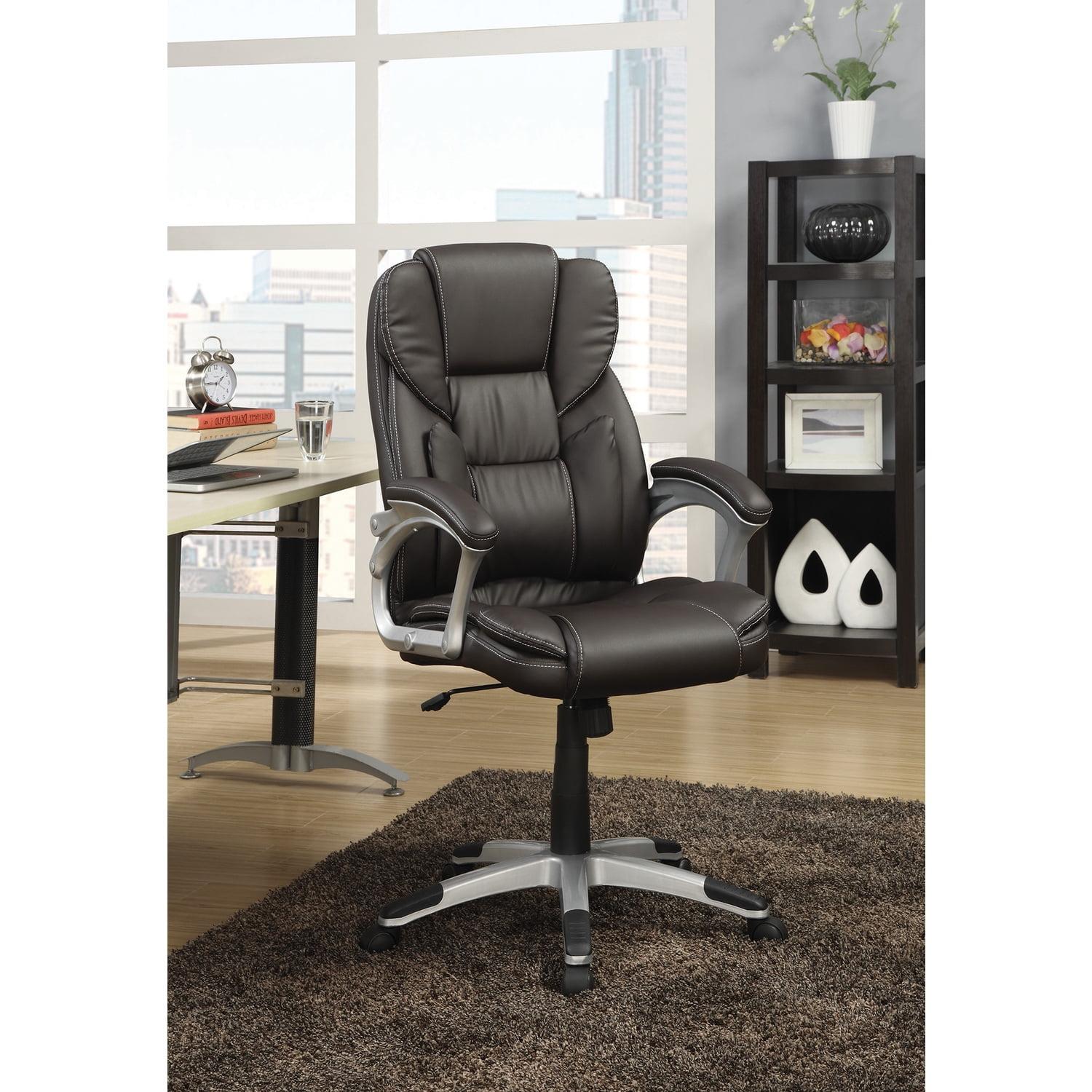 Benjara Executive High Back Leather Chair, Dark Brown-Color:Dark Brown