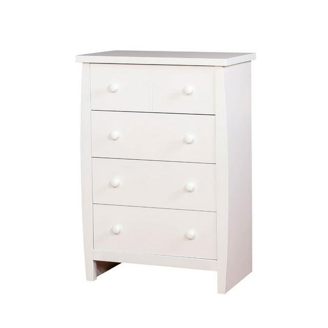 Four Drawer Solid Wood Chest with Round Pull Out Knobs  White