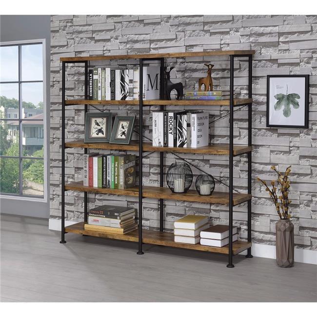 63" Industrial 4 Tier Bookshelf with Particleboard and Metal Frame - Benzara