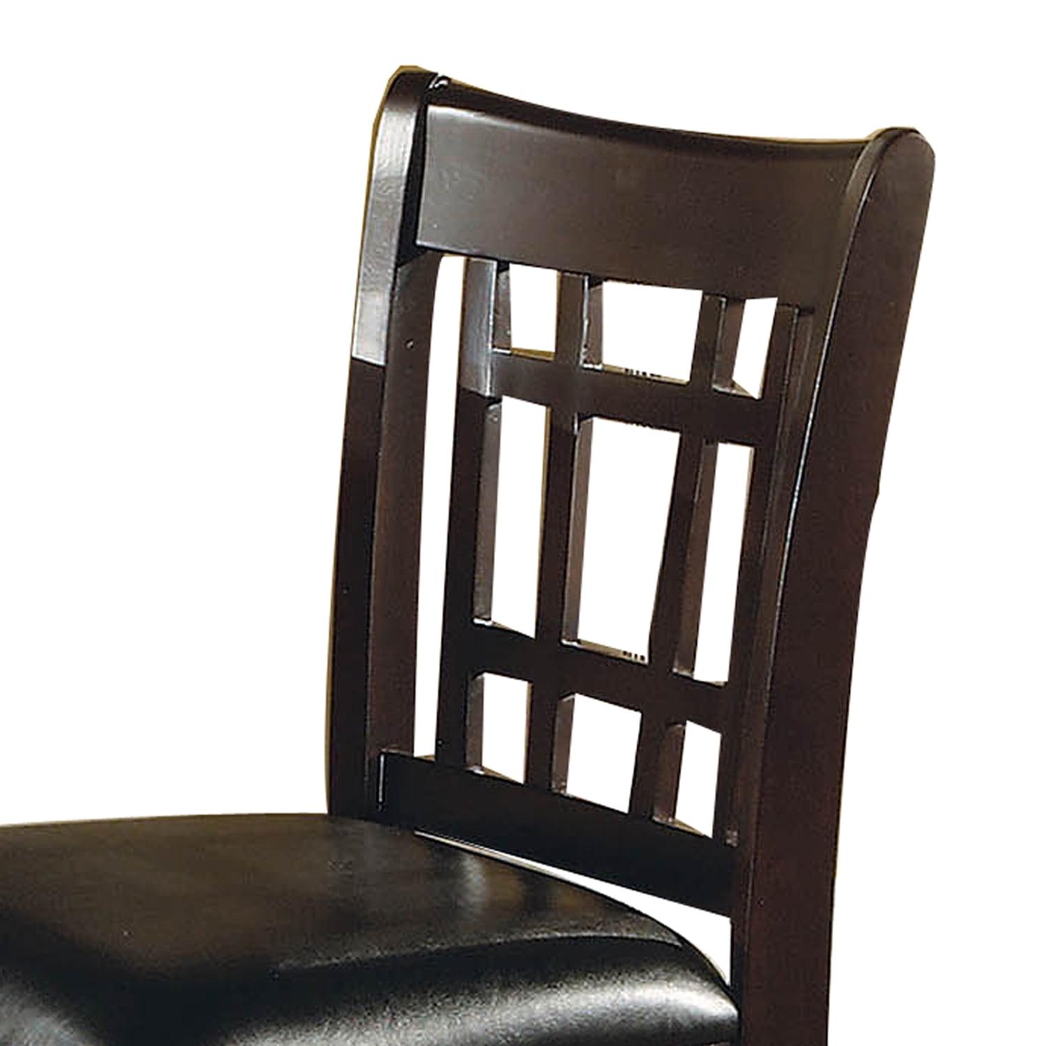 Lattice-Inspired 24" Counter Height Chair with Leatherette Seat in Brown and Black