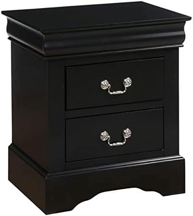 Louis Philippe III Classic Black 2-Drawer Nightstand