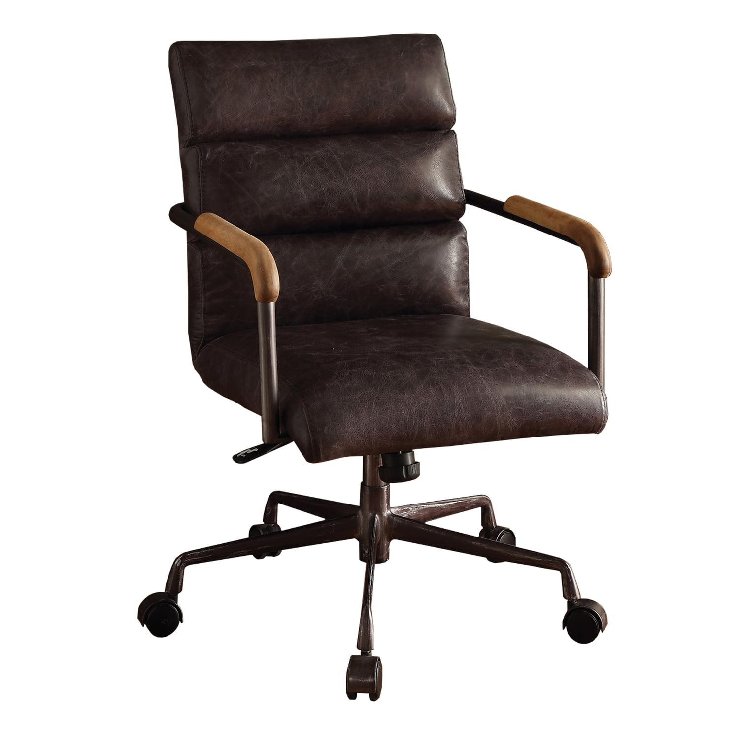 Benzara  Metal & Leather Executive Office Chair, Antique Brown