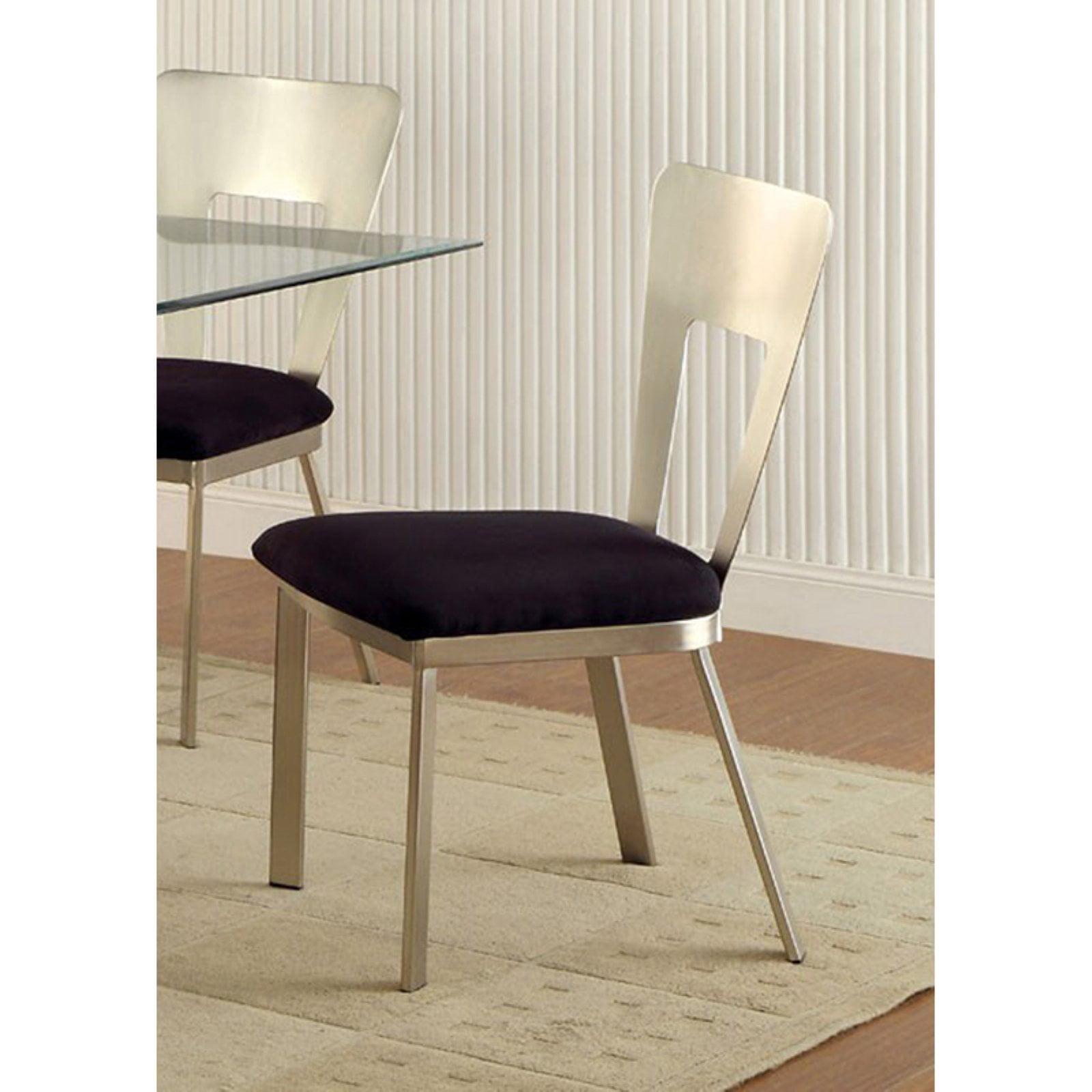 Elegant Nova Side Chair with Black Microfiber Seat and Metal Frame