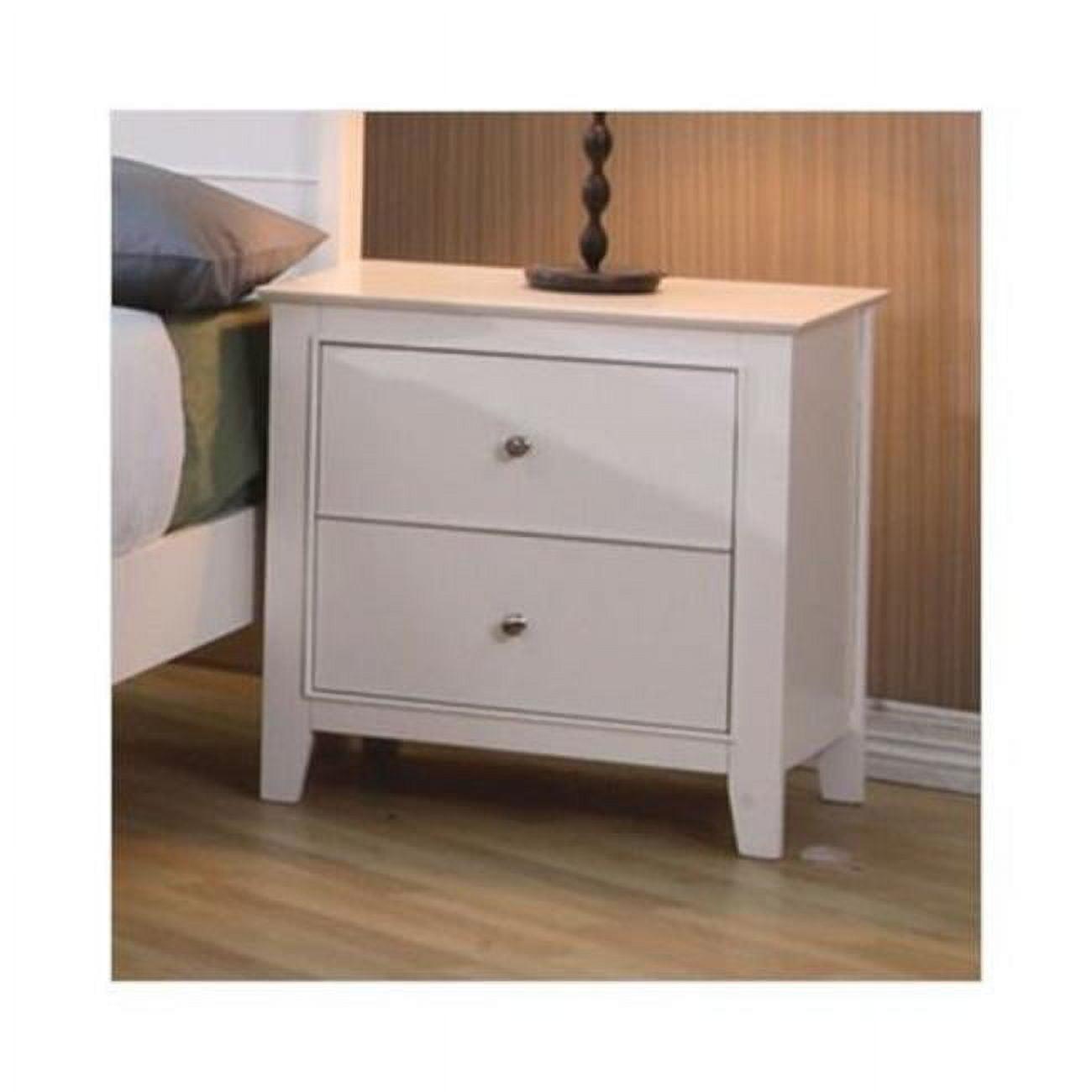 White 2-Drawer Solid Wood Nightstand