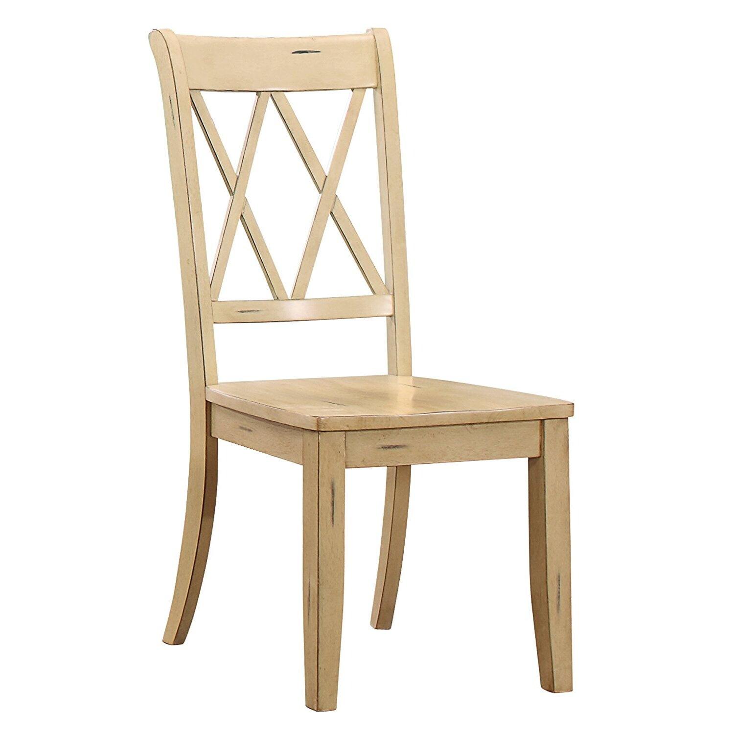 Sand Pine Veneer Side Chair with Double X-Cross Back
