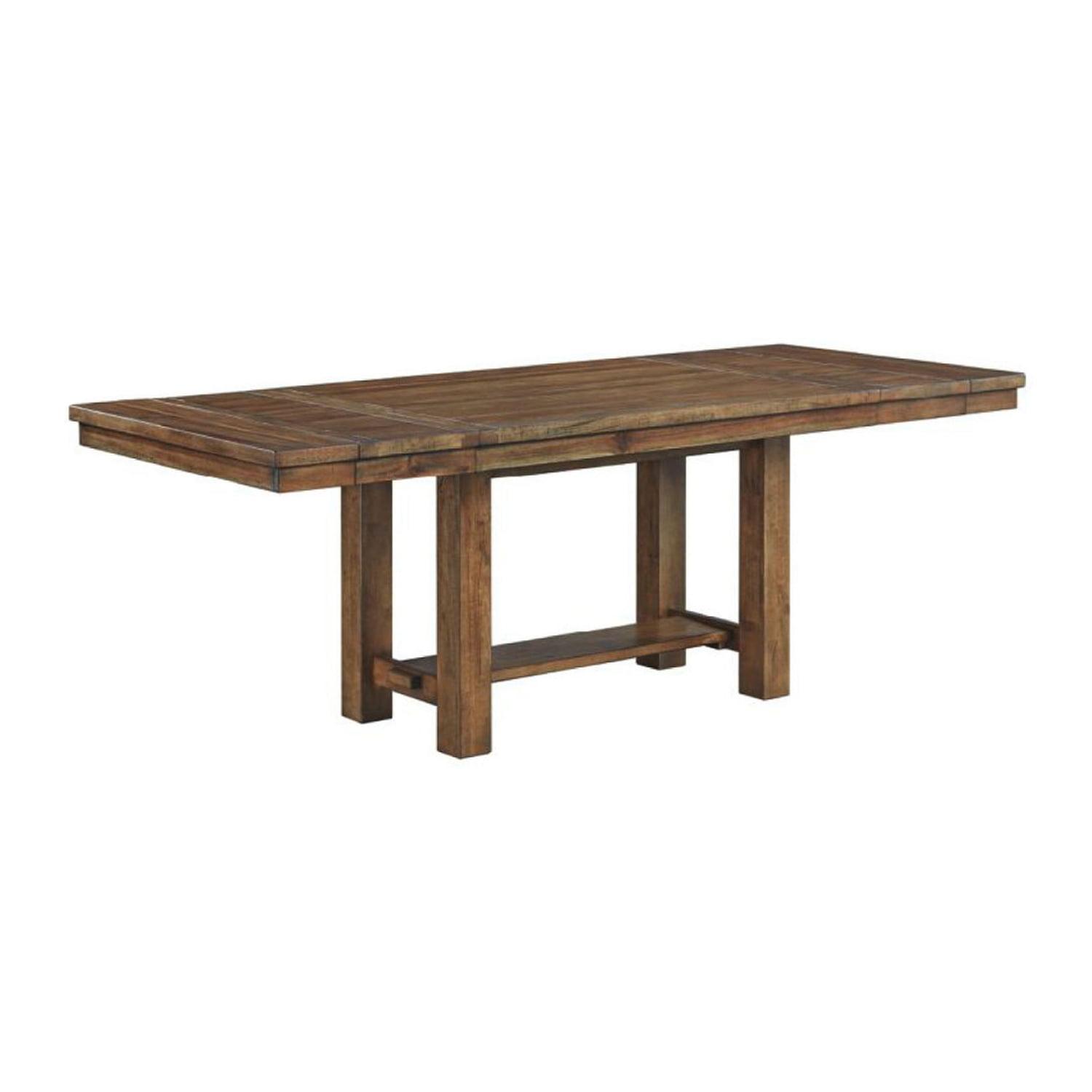 Nutmeg Brown Extendable Acacia Wood Dining Table with Leaves