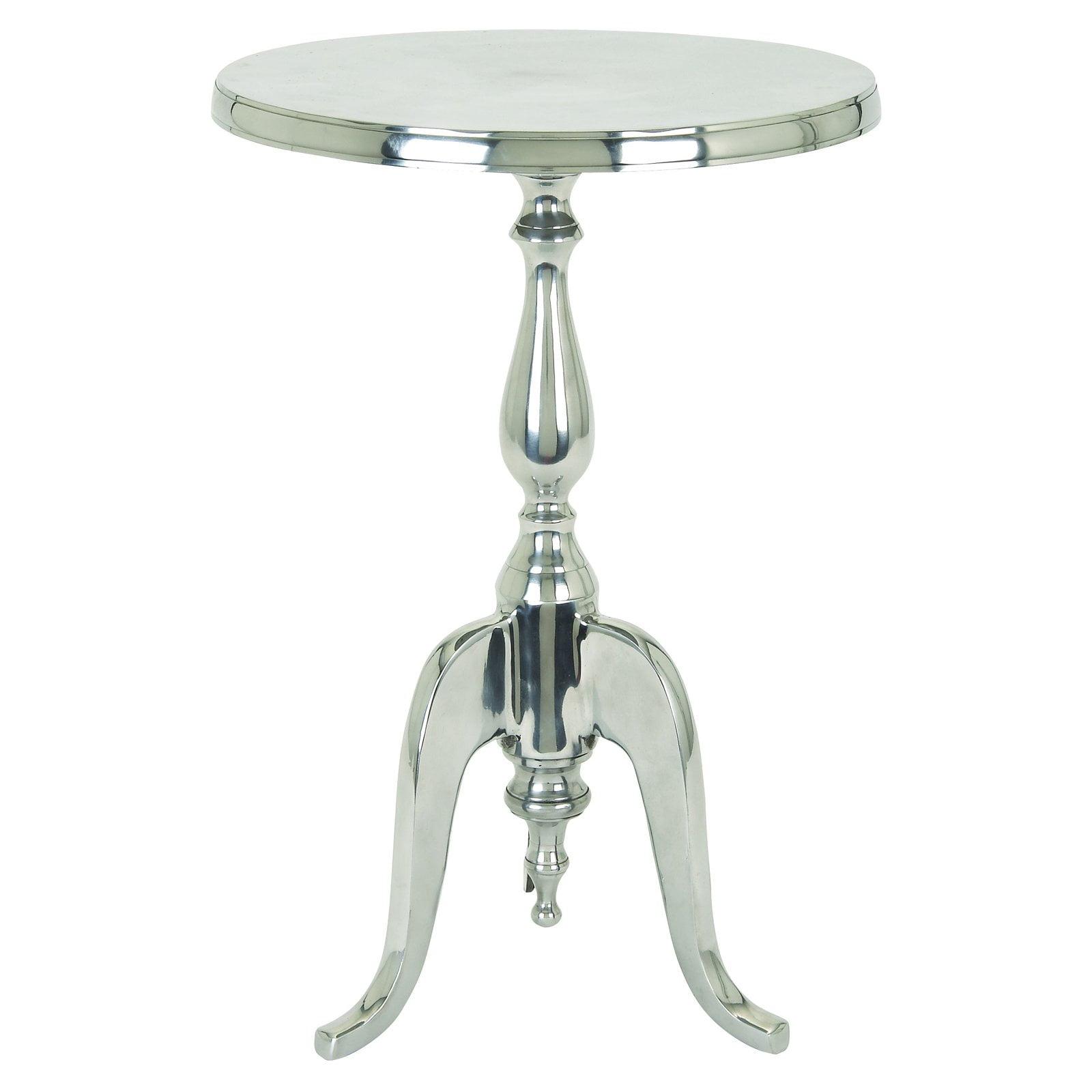 Aluminum Accent Table with Pedestal Base Silver - Benzara