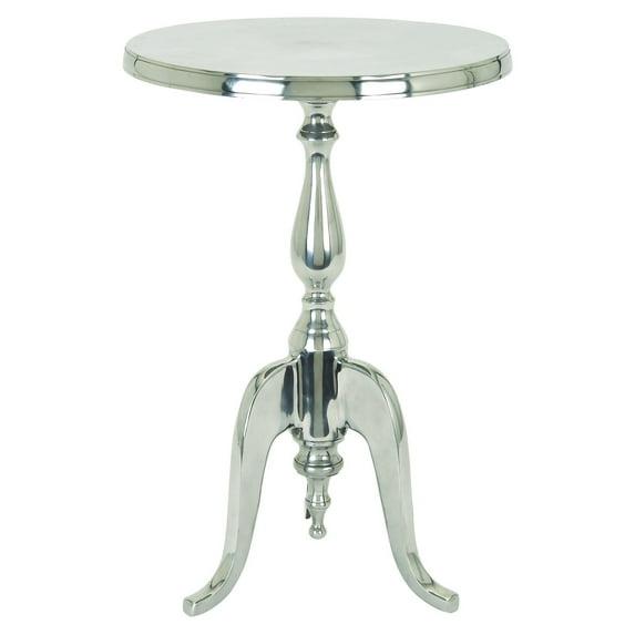 Aluminum Accent Table with Pedestal Base Silver - Benzara