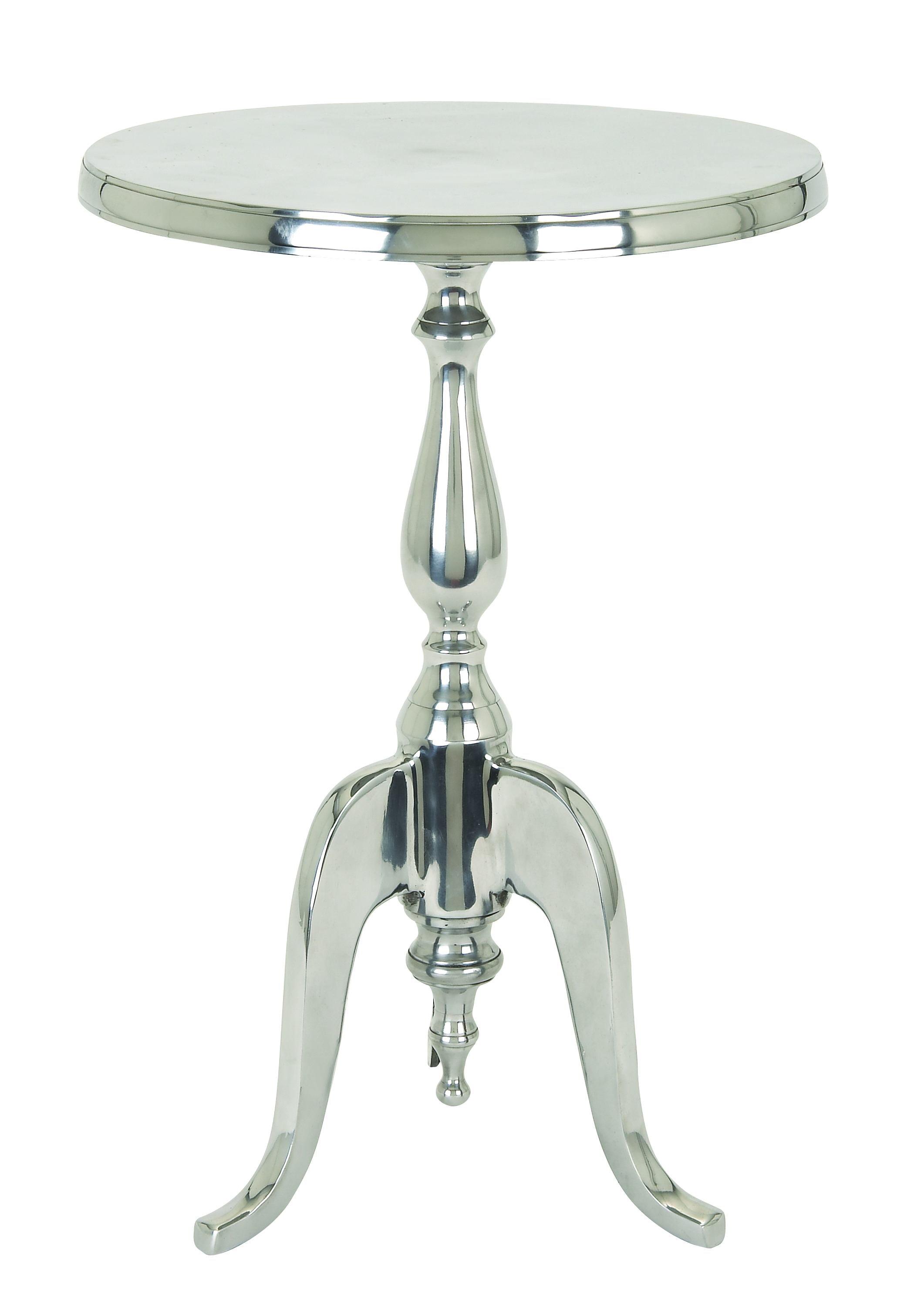 Aluminum Accent Table with Pedestal Base Silver - Benzara