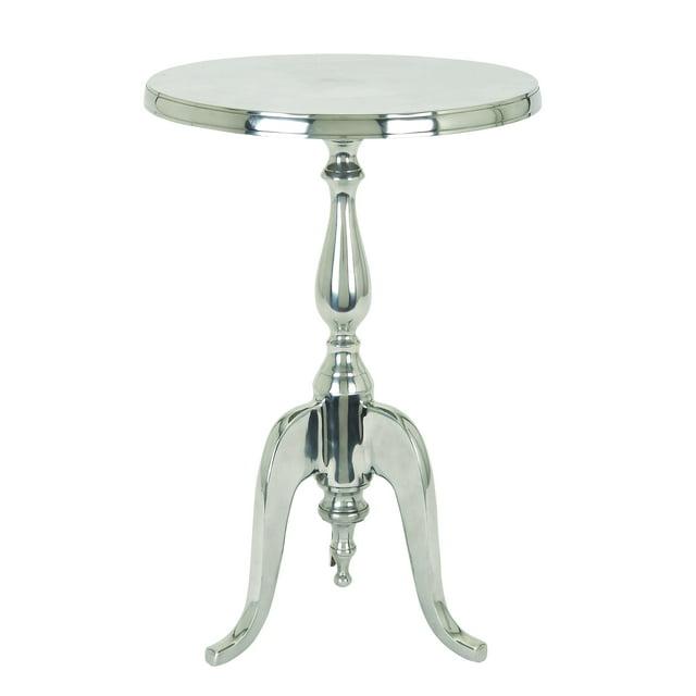 Aluminum Accent Table with Pedestal Base Silver - Benzara