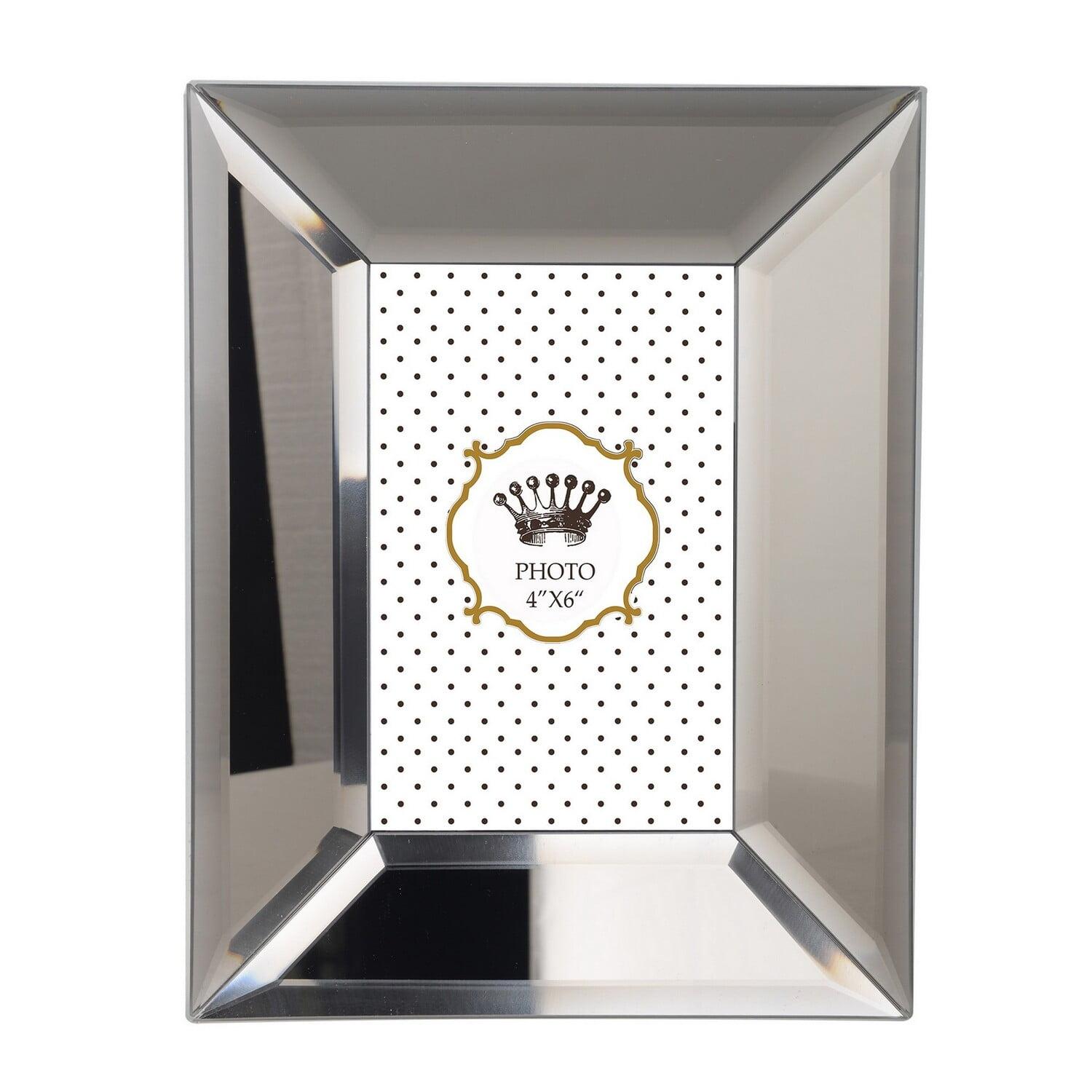 Wood & Mirror Nightstand with Crystal Inserts, Silver