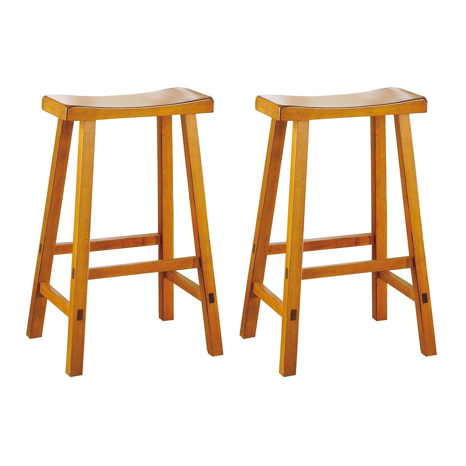 Curved Saddle-Seat 29" Counter Stool, Solid Oak, Set of 2