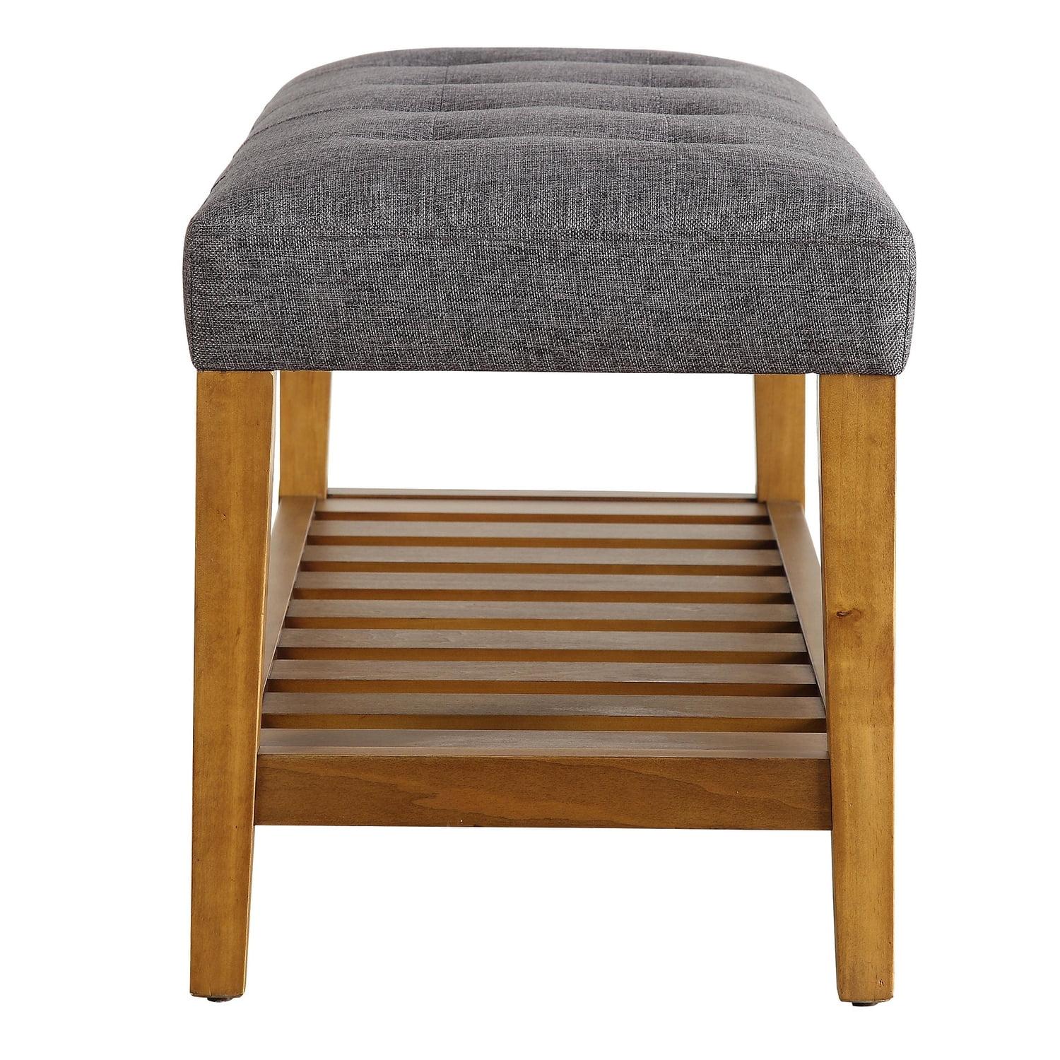 Benzara Wooden Bench, Gray & Oak
