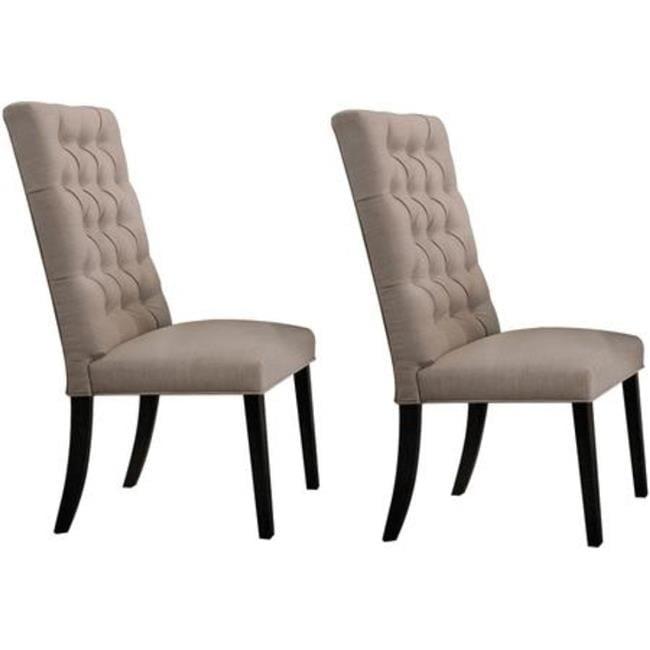 JINS&VICO Side Chair (Set-2) in Tan Linen & Vintage Black