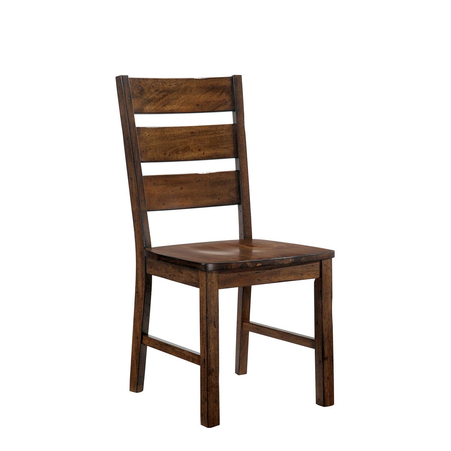 Contemporary Walnut Brown Ladderback Wooden Side Chair