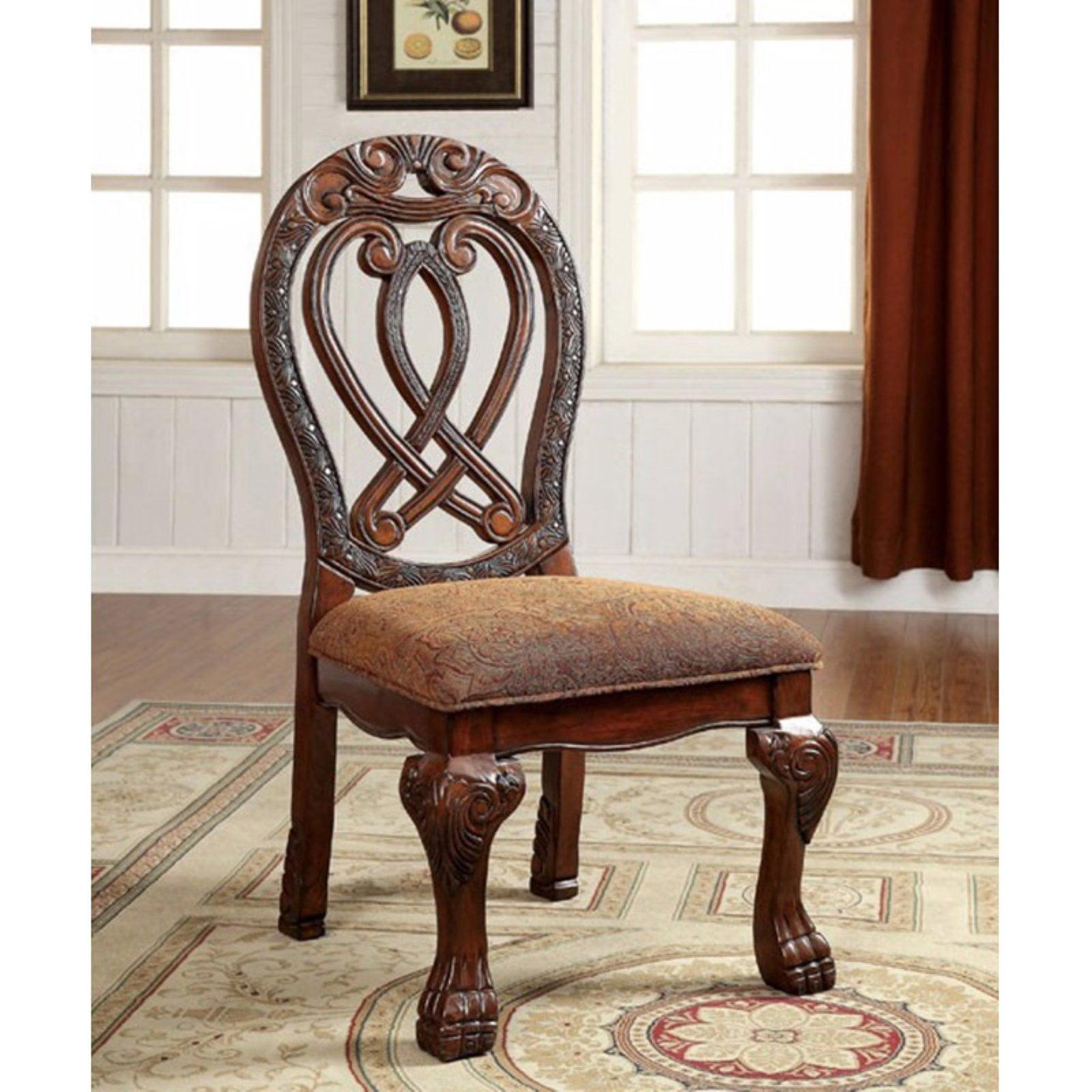 Wyndmere Cherry Finish Upholstered Wood Side Chair Set