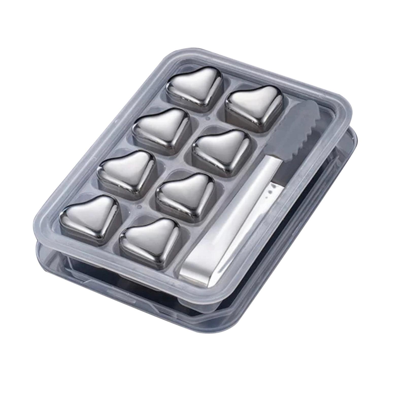 HOMEMAXS Stainless Steel Whiskey Stones with Tongs for Bar Use Silver Color 1 Set Cooling Stones
