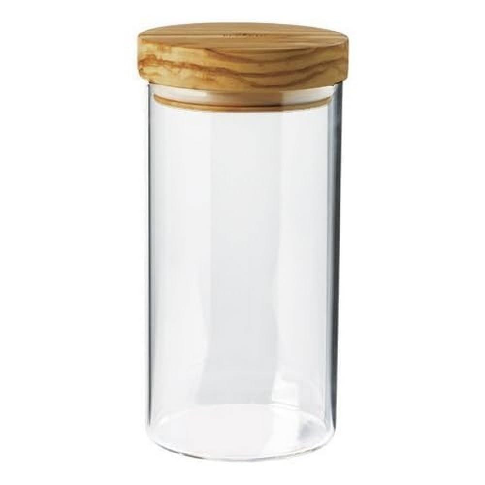 Elegant Borosilicate Glass Jar with French Olive Wood Lid, 900ml