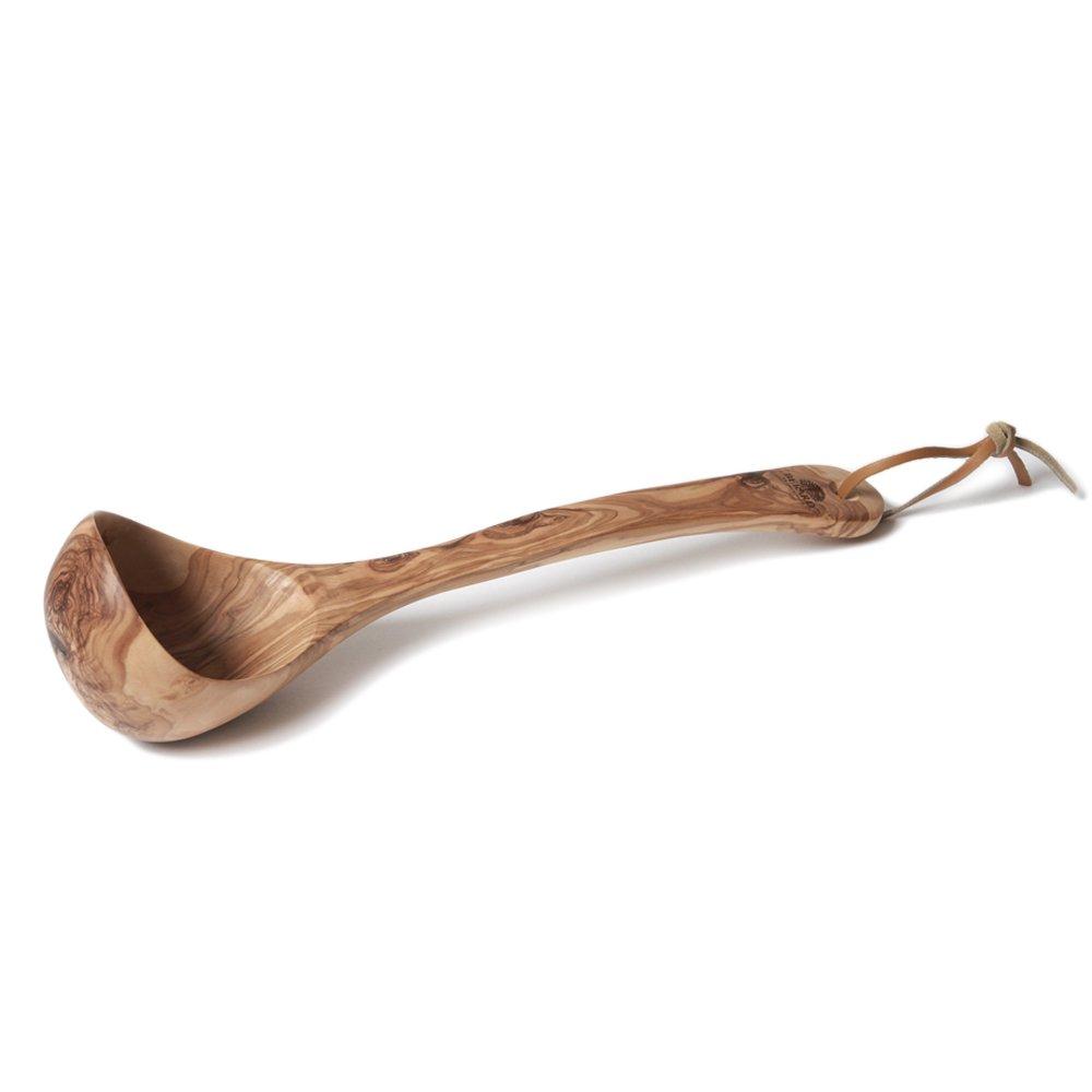 Handcrafted Medium Wood Olive Cooking Ladle with Ergonomic Handle