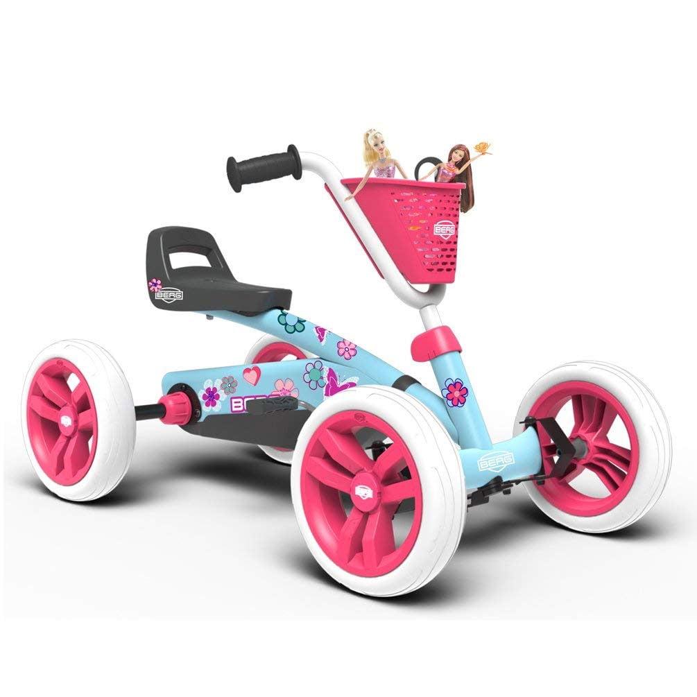 Buzzy Bloom Light Blue and Pink Pedal Go Kart with Basket