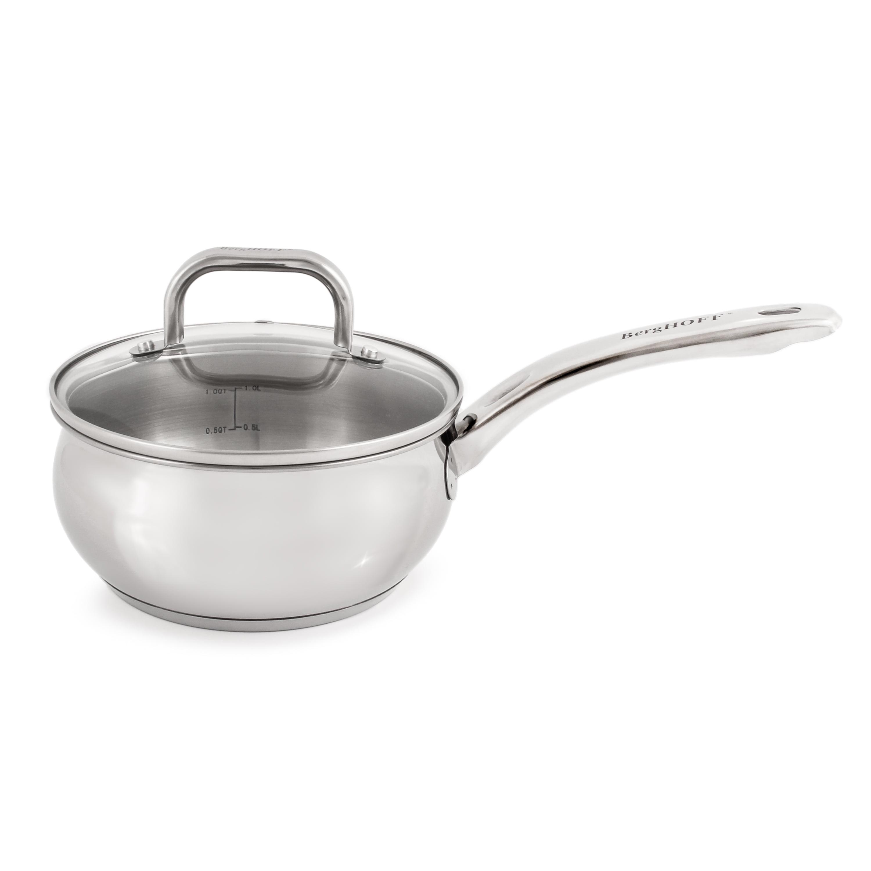 BergHOFF Belly Shape 18/10 Stainless Steel 6.25" Sauce Pan with Glass Lid 1.5Qt.