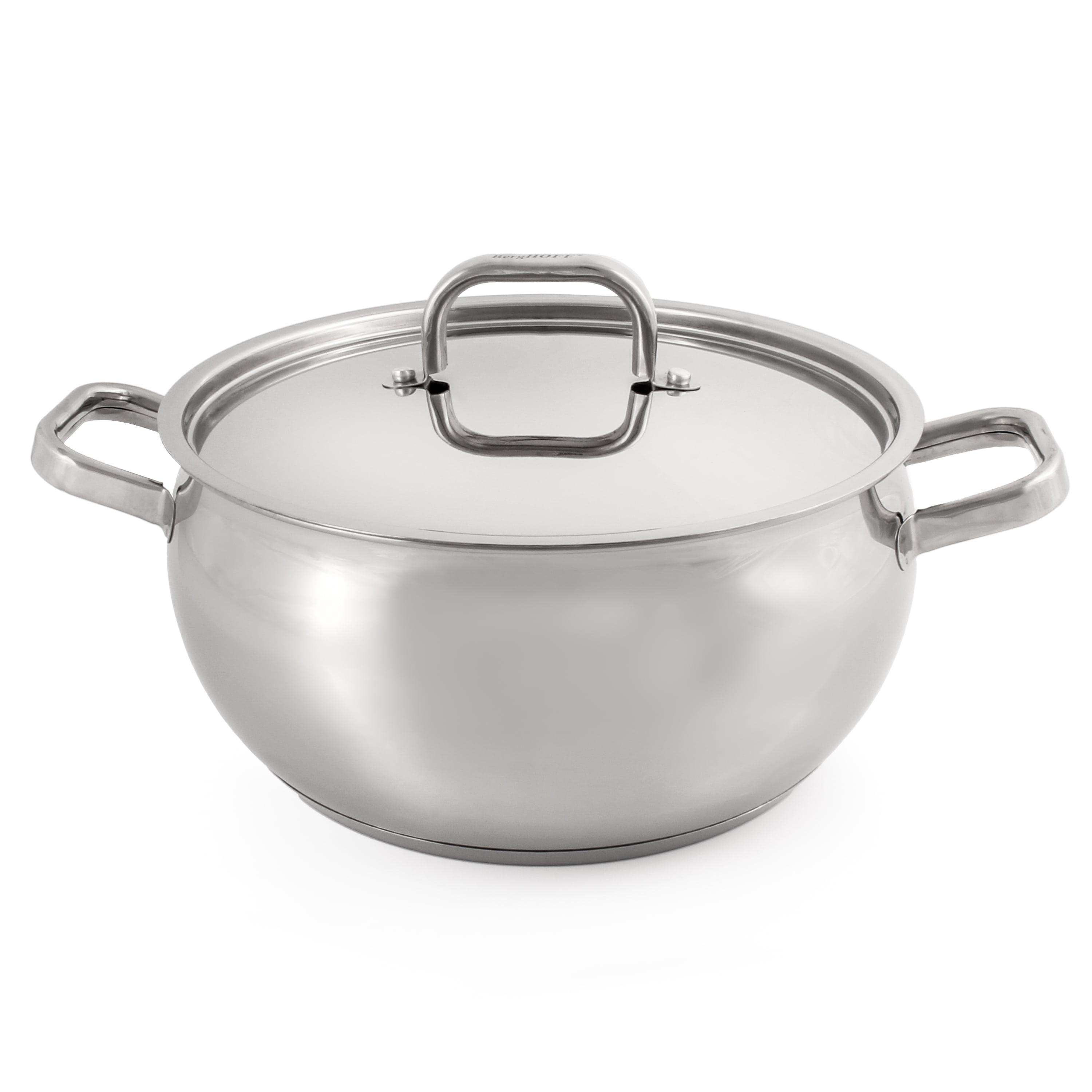 BergHOFF SS 18/10 5.5 Qt Stock Pot With SS Lid, Belly Shape, 9.5"