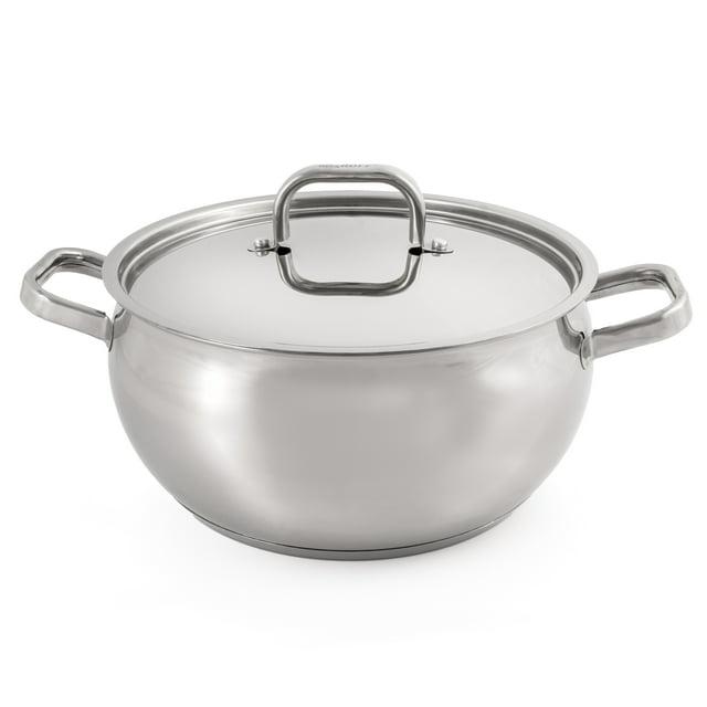 BergHOFF SS 18/10 5.5 Qt Stock Pot With SS Lid, Belly Shape, 9.5"