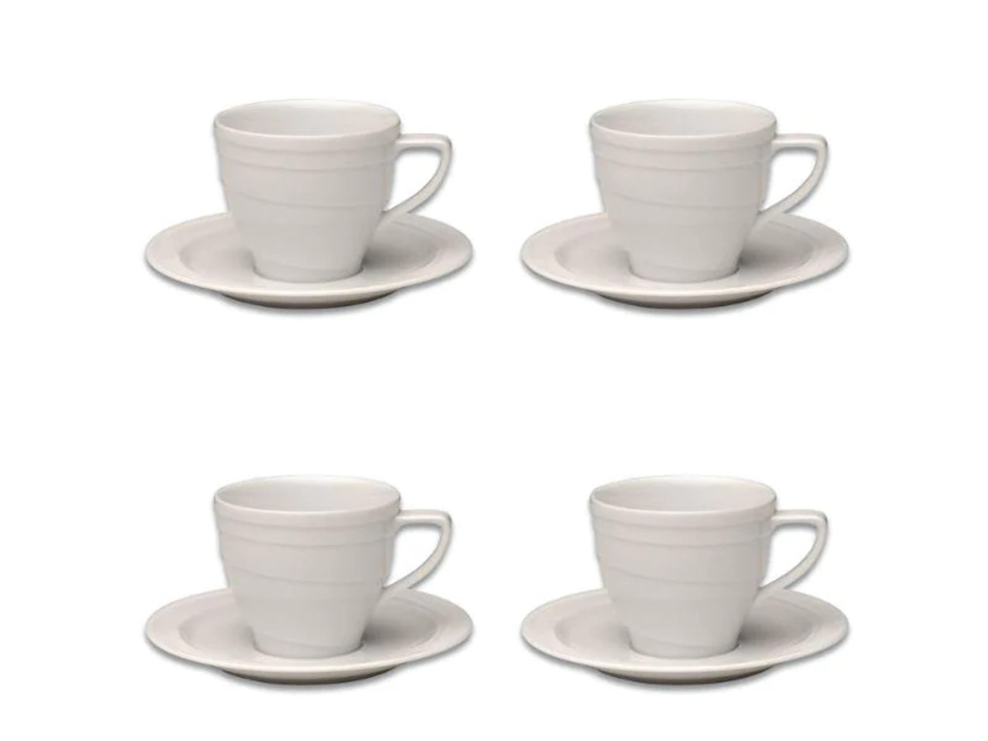 Essentials White Porcelain 6oz Coffee Cup and Saucer Set of 4