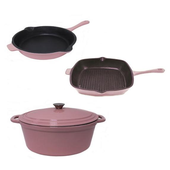 BergHOFF BergHOFF Neo 4 Pc Cast Iron Cookware Set with Fry Pan, Grill Pan, and 5Qt. Covered Dutch Oven
