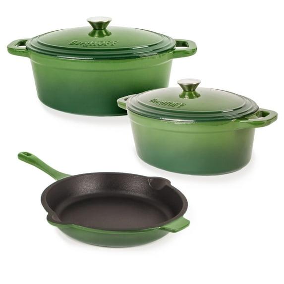 BergHOFF BergHOFF Neo 5Pc Cast Iron Set: 5Qt and 8Qt Covered Dutch Ovens and 10" Fry Pan