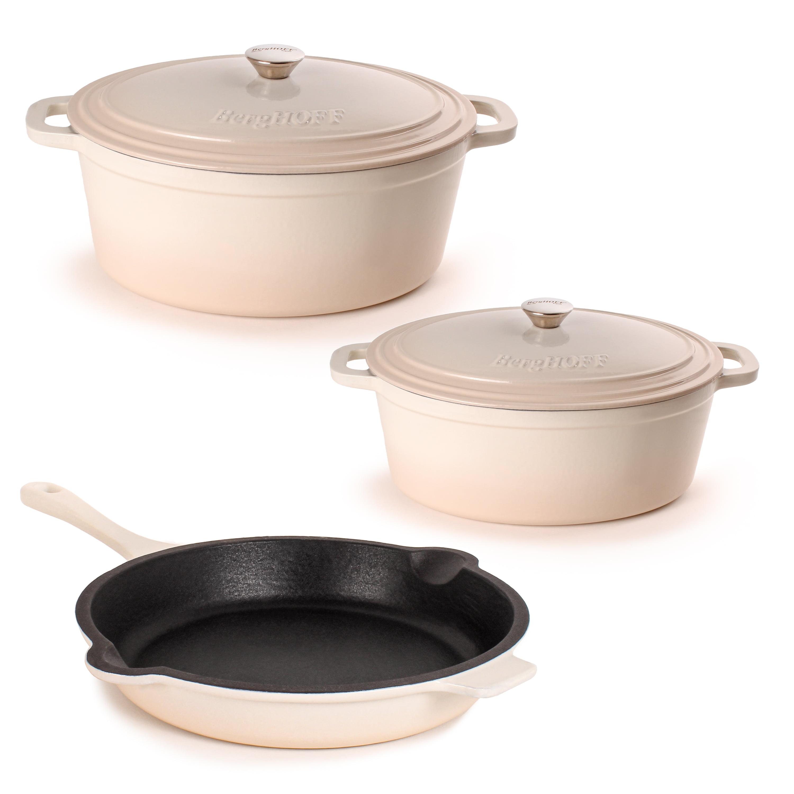 BergHOFF BergHOFF Neo 5Pc Cast Iron Set: 5Qt and 8Qt Covered Dutch Ovens and 10" Fry Pan