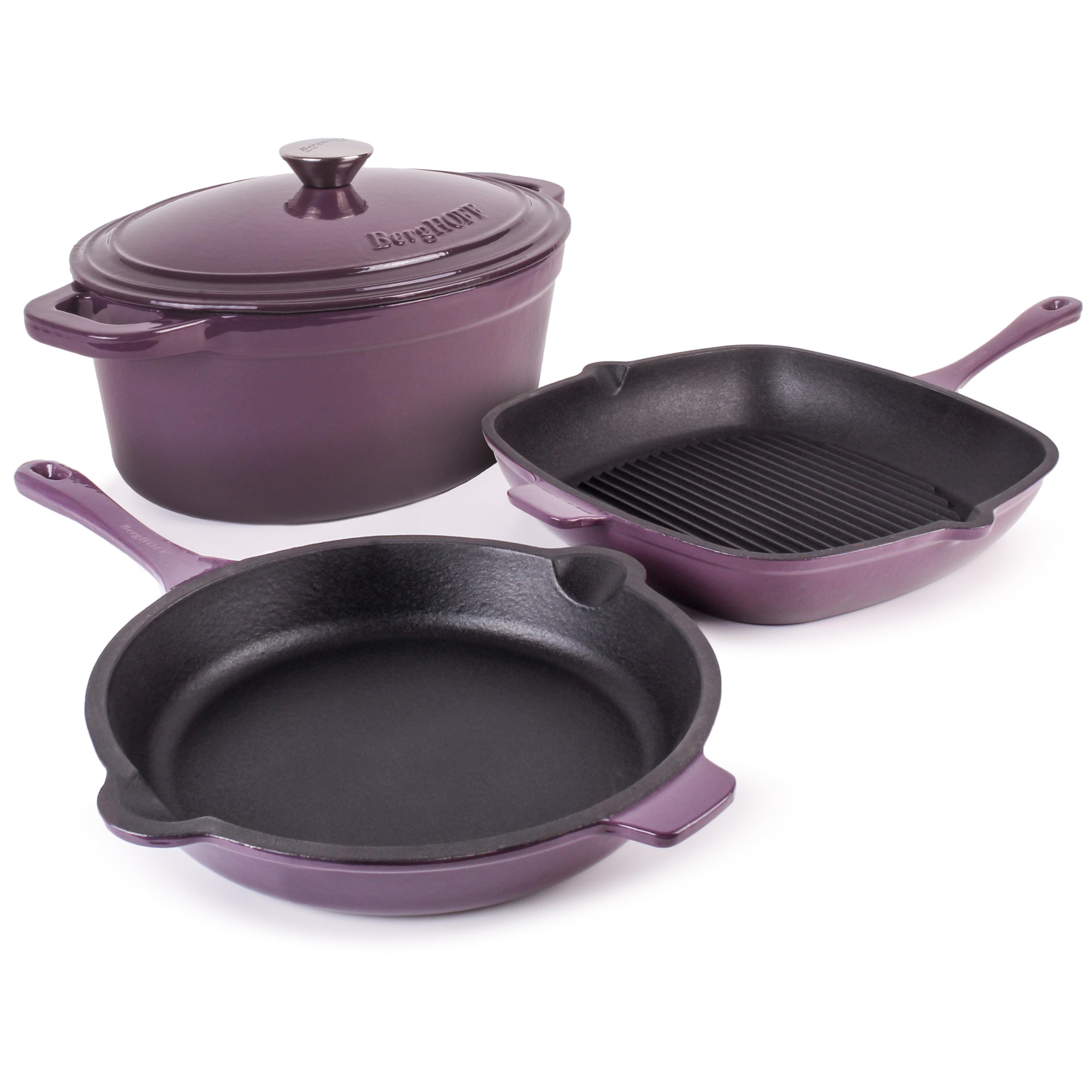 BergHOFF BergHOFF Neo 4 Pc Cast Iron Cookware Set with Fry Pan, Grill Pan, and 5Qt. Covered Dutch Oven