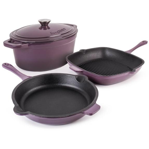 BergHOFF BergHOFF Neo 4 Pc Cast Iron Cookware Set with Fry Pan, Grill Pan, and 5Qt. Covered Dutch Oven
