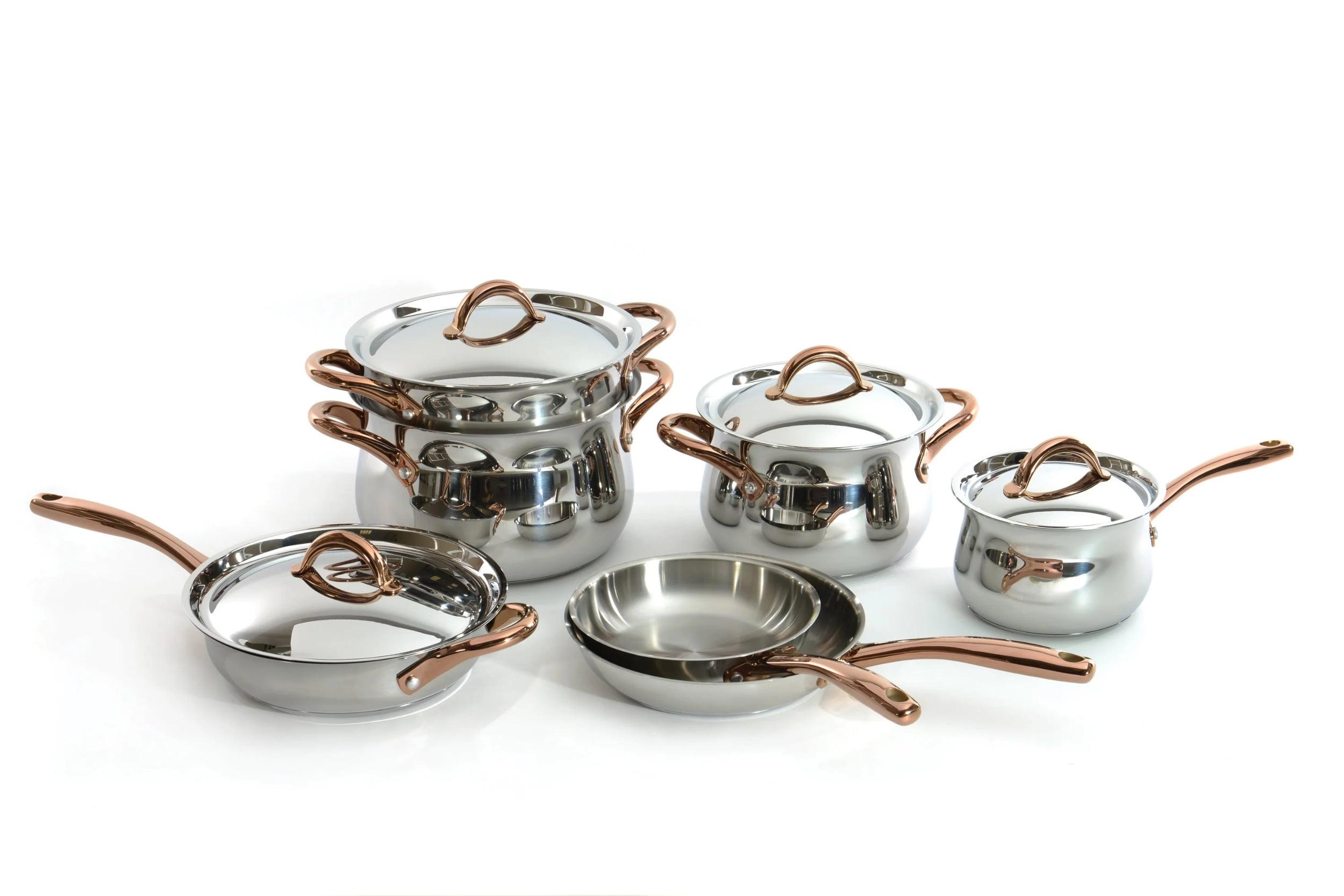 Ouro Gold 11-Piece Stainless Steel Cookware Set with Copper Handles