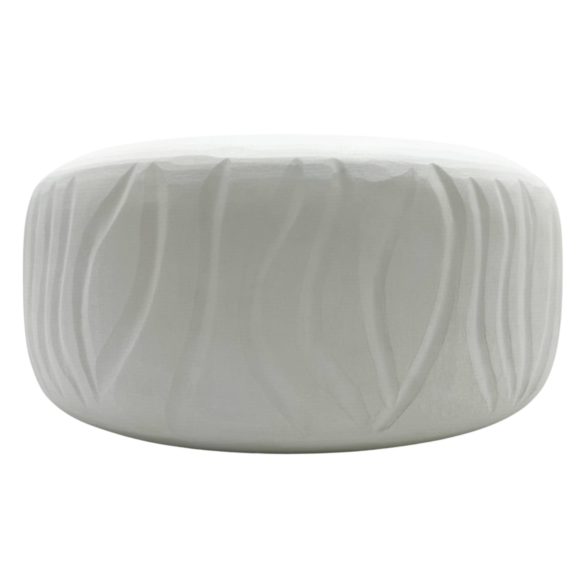 Bergamo Art 10" Decorative Handmade Glass Wavy Textured Round White Vase