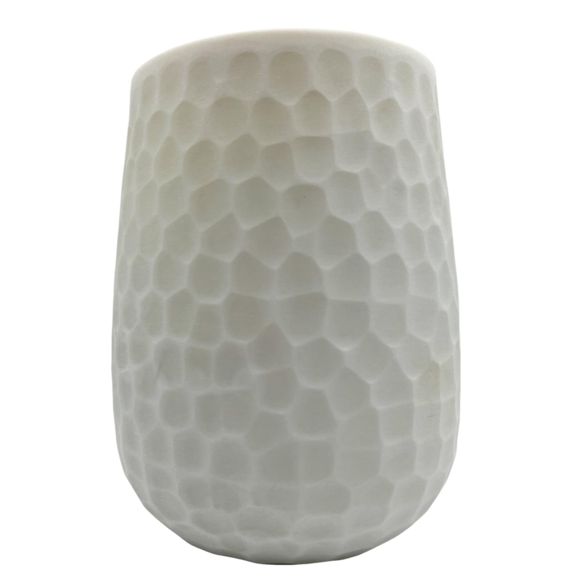 Bergamo Art 10" High Decorative Handmade Patterned White Glass Vase