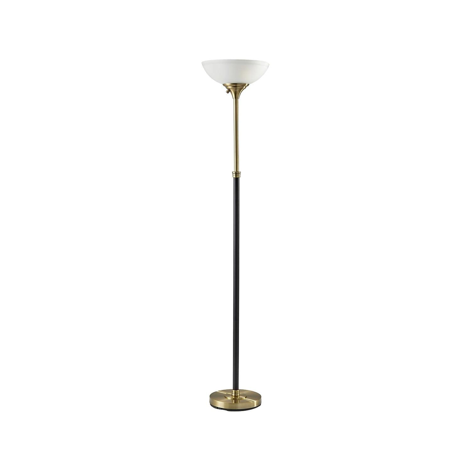 71" Bergen Collection Torchiere Black - Adesso: ETL Listed, Metal Body, Glass Shade, No Bulb Included