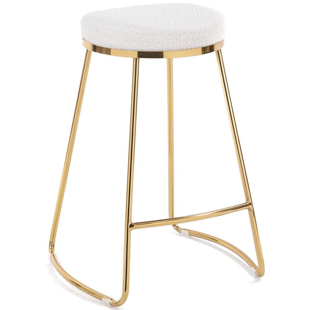 Ivory Boucle 26" Backless Metal Counter Stool