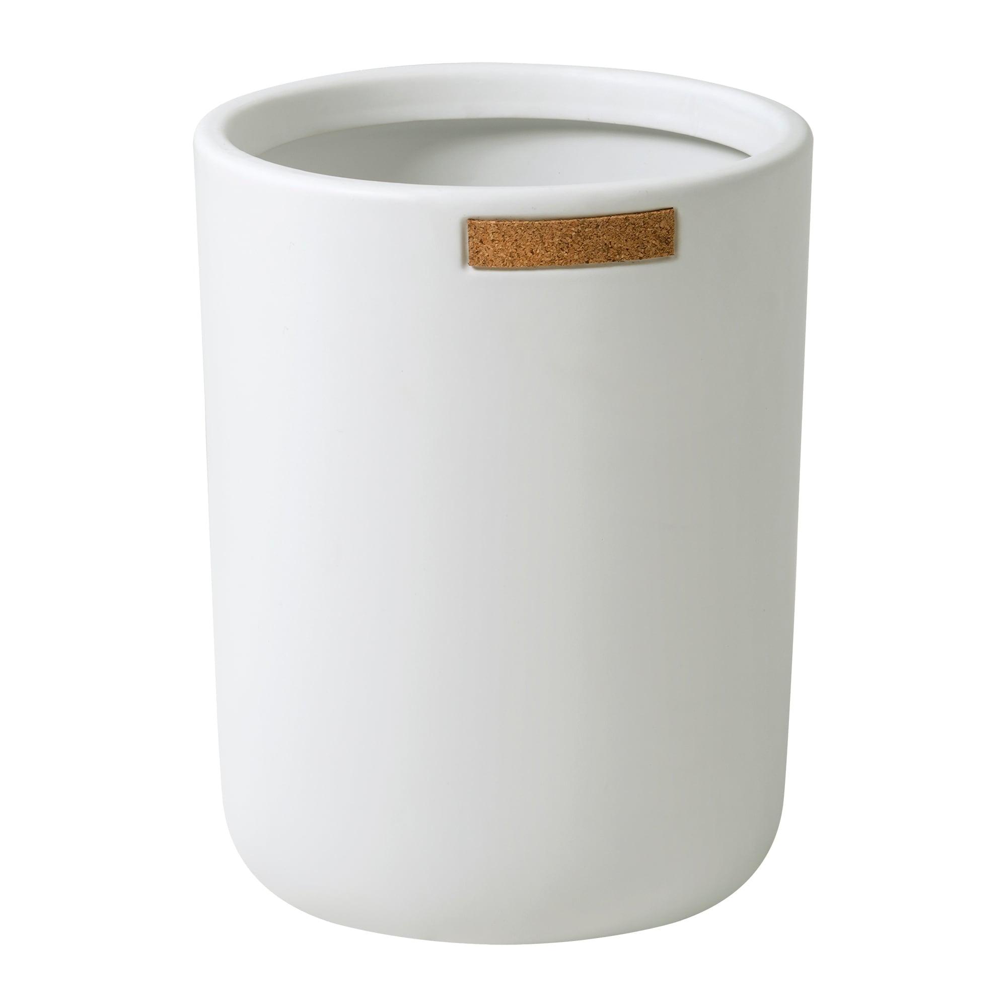 Beringer Wastebasket White - Allure Home Creations: Ceramic, 9.45" High, 1.14 gal, Solid Pattern