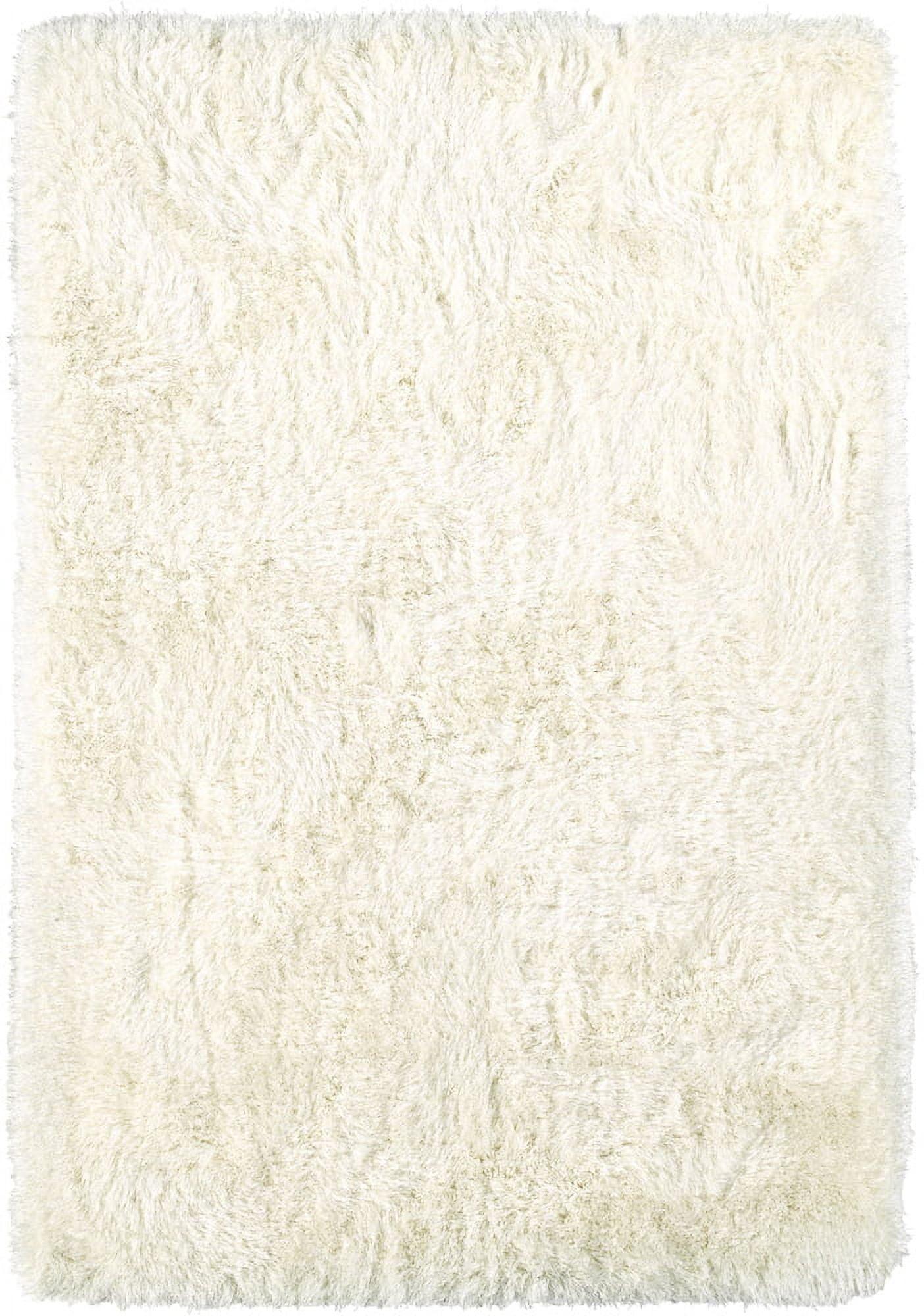 Ivory Hand-Tufted Shag Rug with Cotton Backing, 5' x 7'