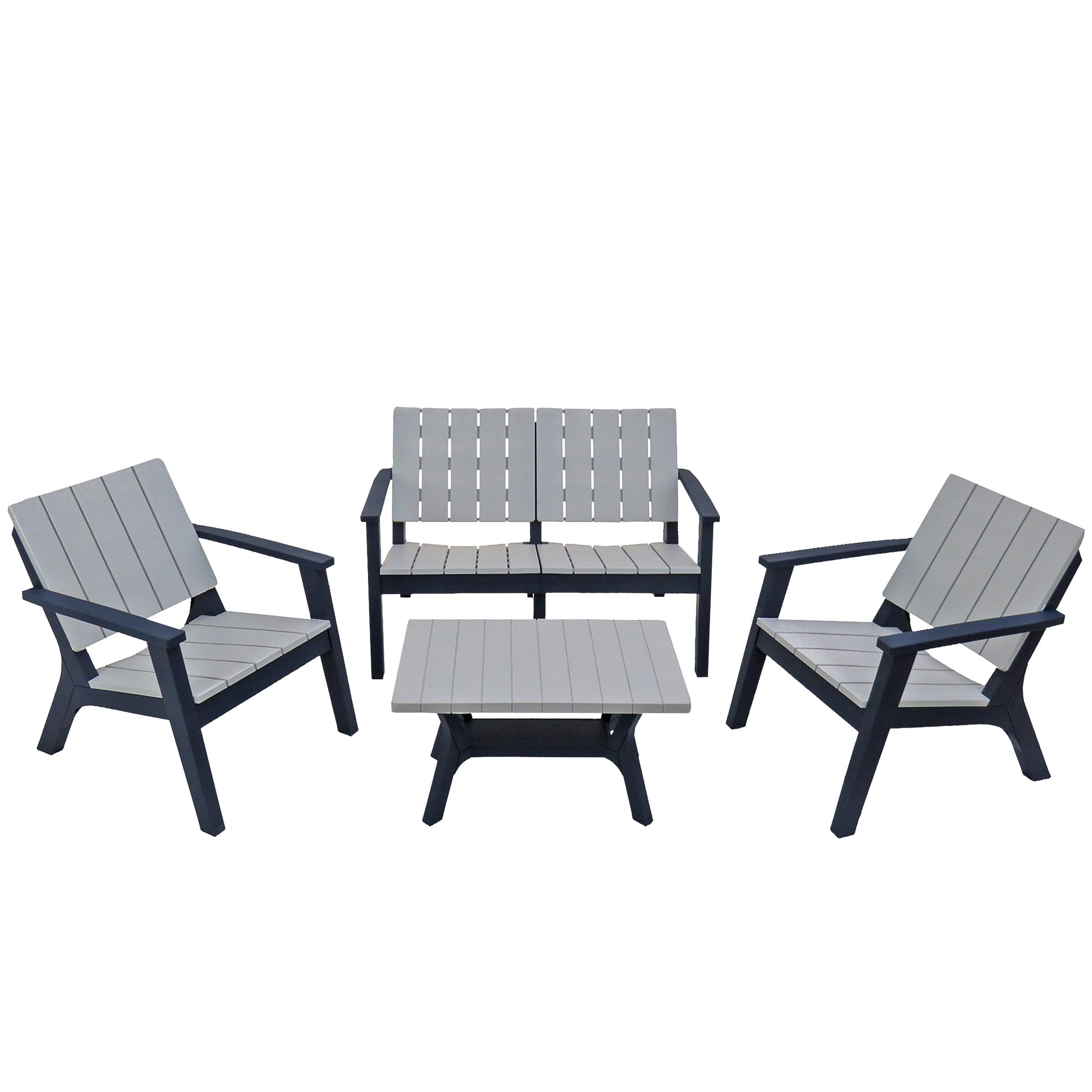 Berkley 4-Person Dark Blue and Gray Polypropylene Outdoor Seating Set