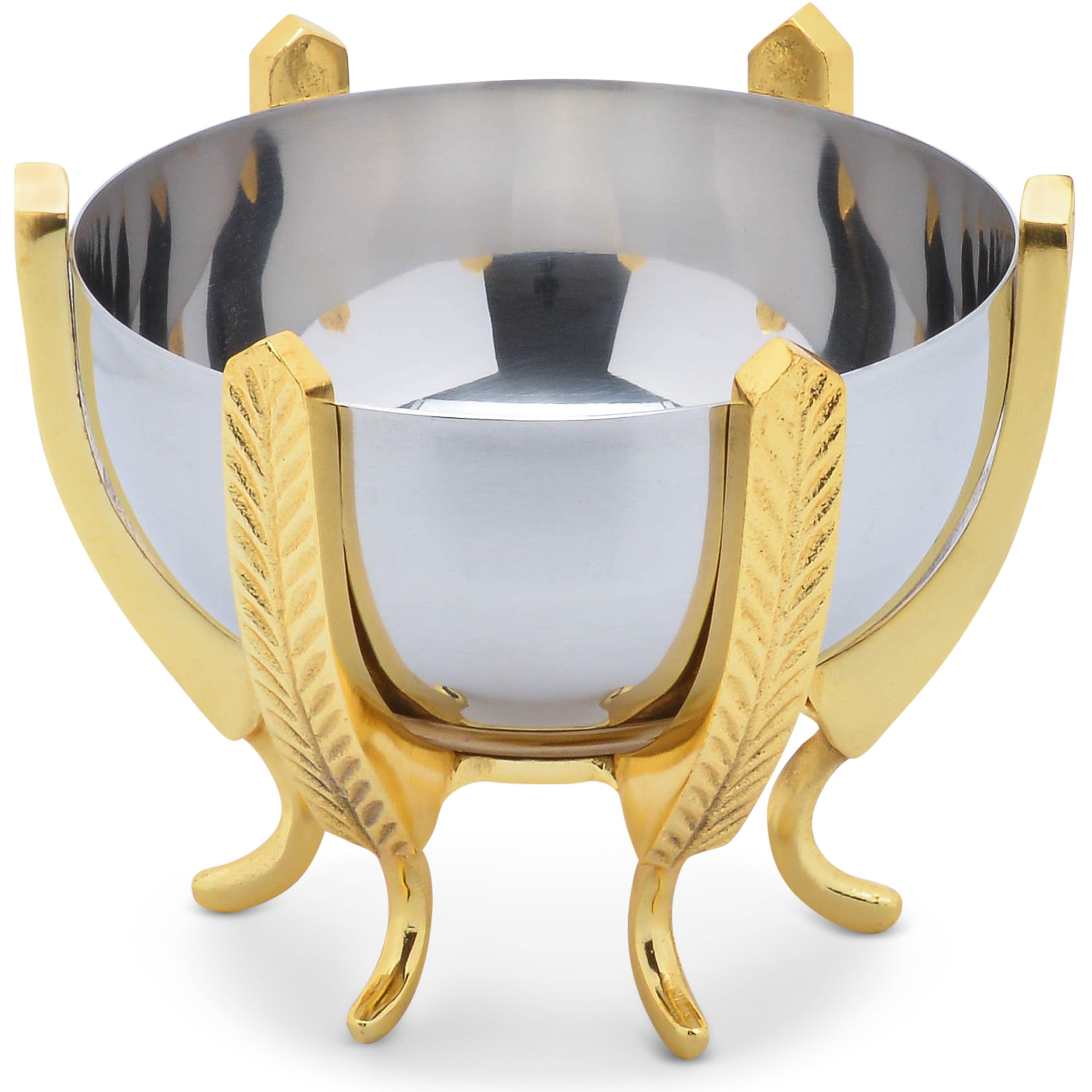 Stainless Steel Decorative Bowl with Gold Base, 5.5" Diameter