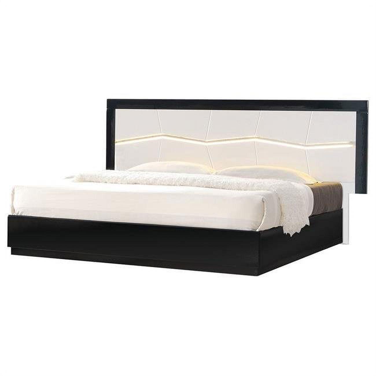 Berlin Modern White & Black Platfrom Bed with LED Light - California King