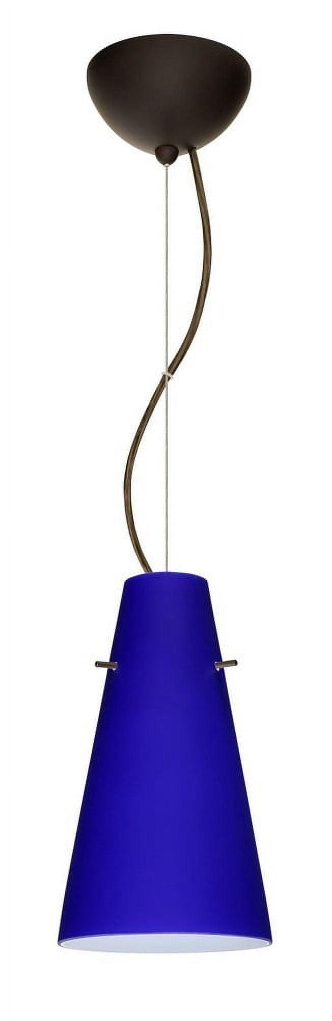 Cobalt Blue Matte Glass Bronze Pendant Light