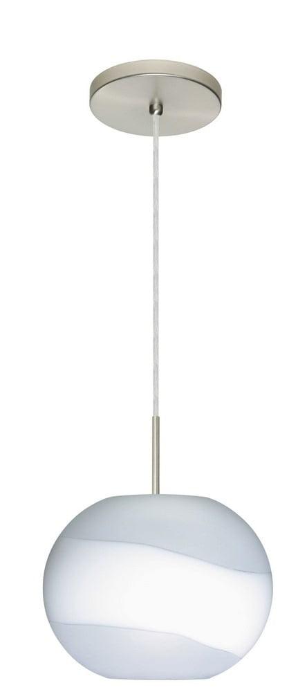 Luna Opal Frost Globe Pendant in Satin Nickel with LED Lighting