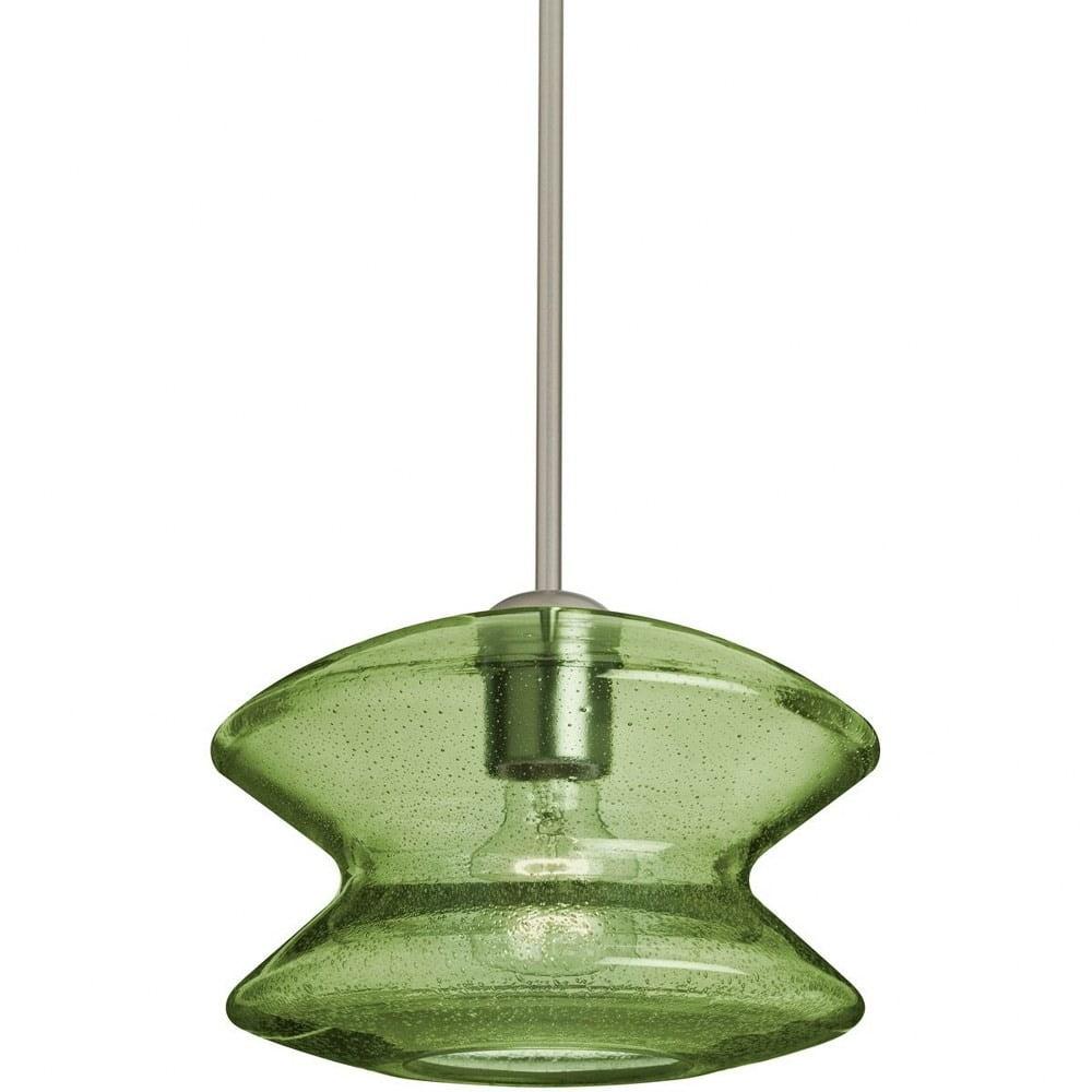 Zen Moss Bubble Hour-Glass Pendant in Satin Nickel Finish